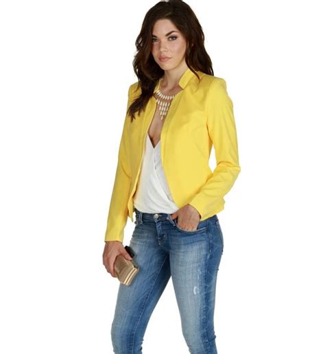 yellow no collar required blazer clothes clothes design work fashion