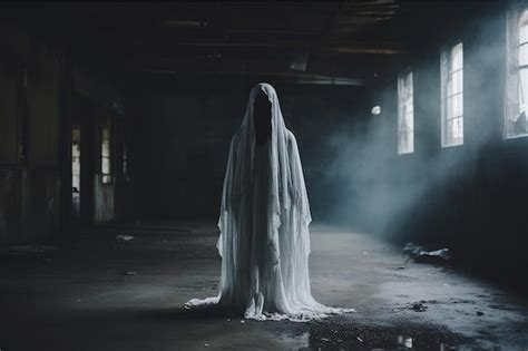 premium ai image scary ghost woman standing in the abandoned buildi