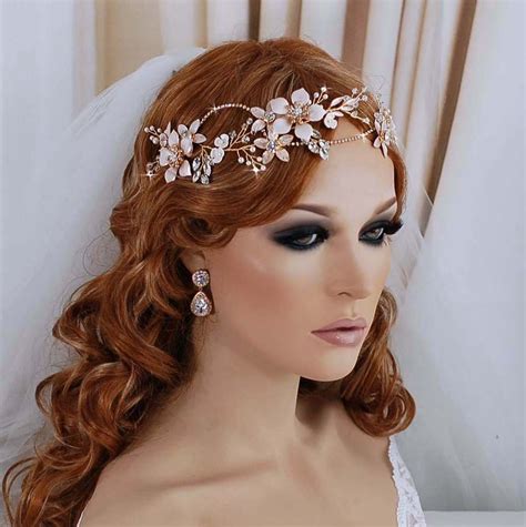 Blush Champagne Gold Bridal Wave Vine Hair Wreath Headpiece Etsy