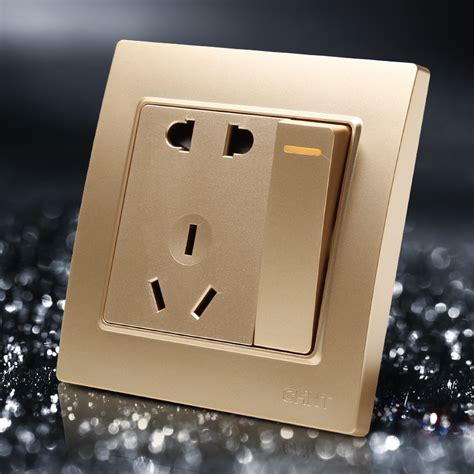 Champagne Color 86mm Single Control Switch Steel Frame Wall Outlet