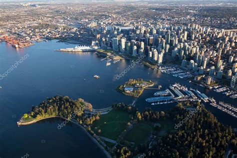 Beautiful Aerial View Vancouver Downtown British Columbia Canada Bright