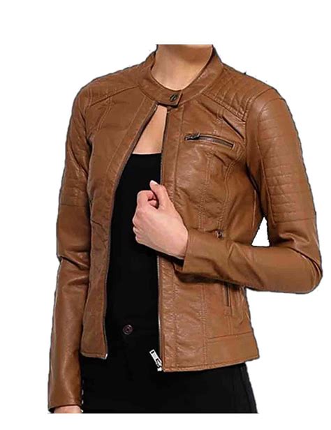 Soft Leather Jacket For Women - Brown Color - Hjackets