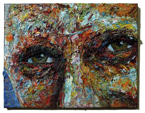 Original oil painting eyes face portrait impressionism art deco realism Painting by David Padworny