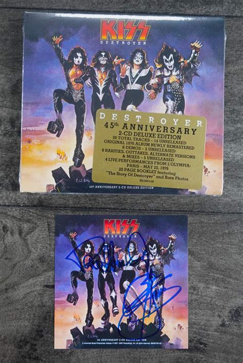 Kiss Gene Simmons And Paul Stanley Signed Destroyer 45th Anniversary Cd