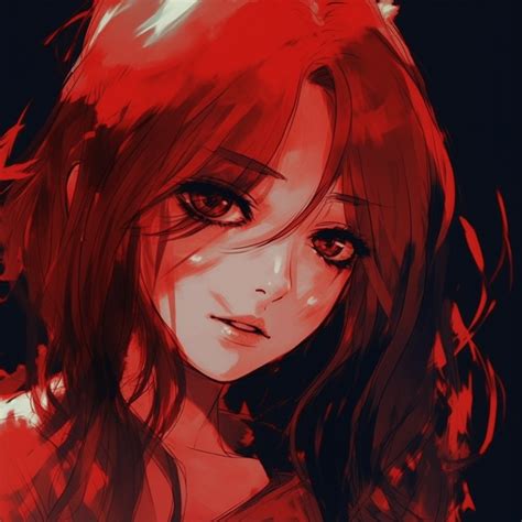 Fiery Eyed Redhead Anime Girl Red Anime Girl Pfp  Collection