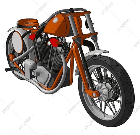 Gambar Ilustrasi Vektor Sepeda Motor Antik Oranye Dan Abu Abu Dengan