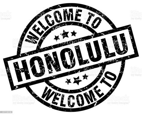 Ilustración De Bienvenido A Sello De Honolulu Negro Y Más Vectores