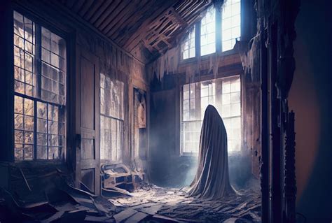 Premium Photo Spooky Fabric Ghost In The Abandoned Haunted House