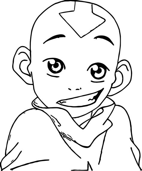 Aang Avatar Smile Aang Coloring Page Cartoon
