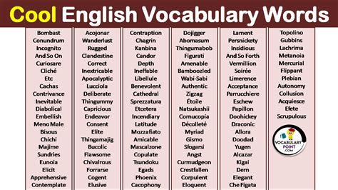 Cool English Vocabulary Words Vocabulary Point