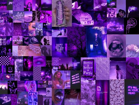 Purple Euphoria Aesthetic Photo Collage Kit Baddie Purple Etsy Uk