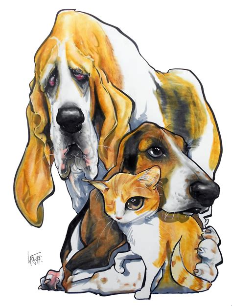 Basic Pet Portrait Dog Caricature Pet Portraiture Basset Hound Art