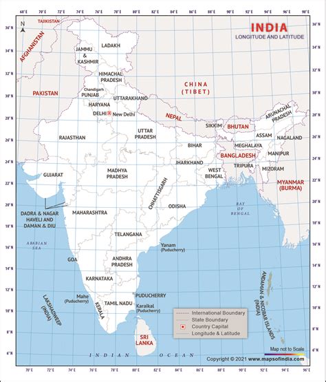 Map Of India Showing The Location Of Major Cities And Their Respective