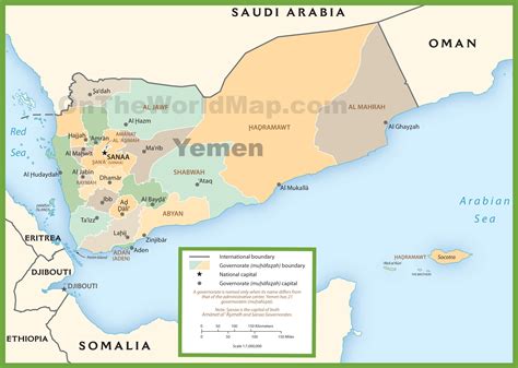 Detailed Political Map Of Yemen With Relief Yemen Asi