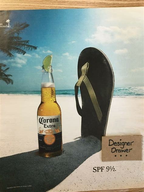 Corona Beer Print Ad Advertisement Spf 9 12 Flip Flop Beach Scene Ebay