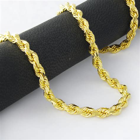 Solid 14k Yellow Gold Real 6mm Italian Diamond Cut Rope Chain Necklace