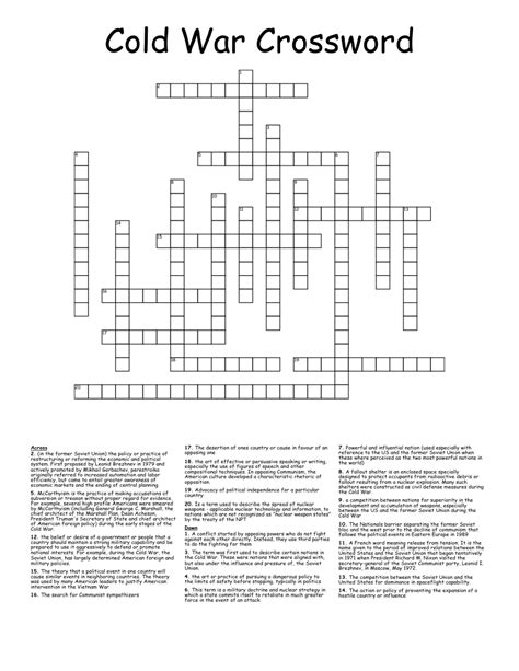 Cold War Crossword Wordmint