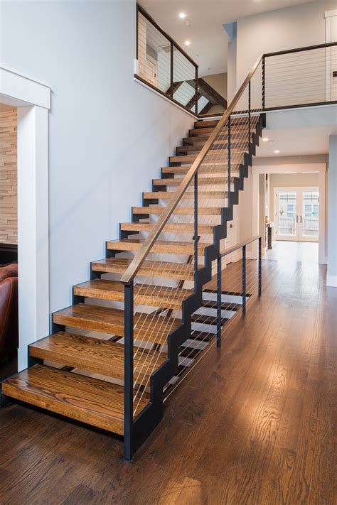 Interior Floating Stairs And Cable Railings Traditional Staircase