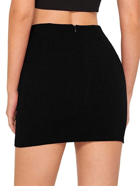 Shein Womens Casual Floral Embroidered Bodycon Short Mini Skirt Ebay