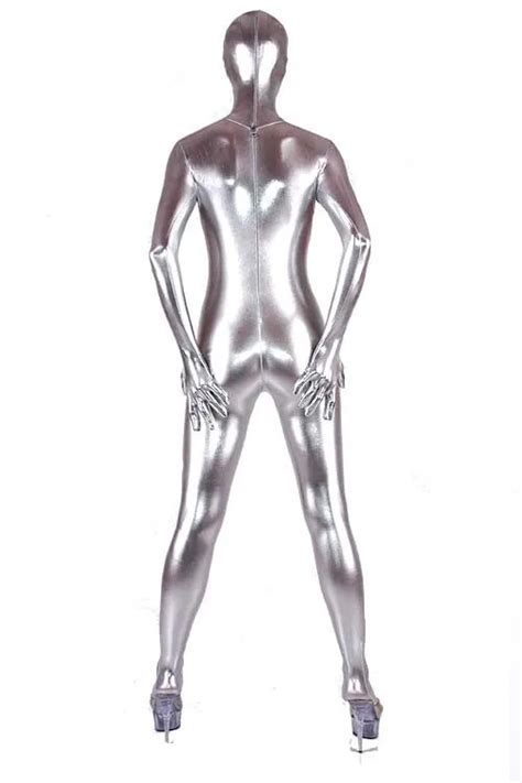 Metallic Silver Shiny Zentai Suit For Sexy Halloween Cosplay From Byydgj 15 92 Dhgate