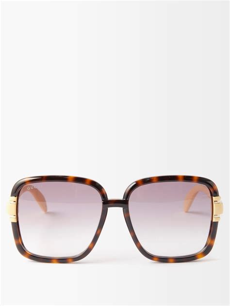 Brown Oversized Square Frame Acetate Sunglasses Gucci Matchesfashion Uk
