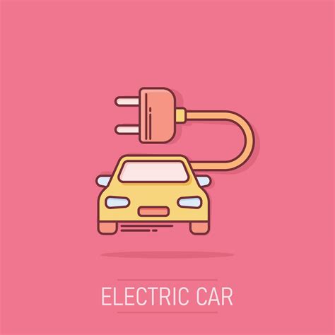 Vector Cartoon Electro Car Icon In Comic Style Electric Automobile