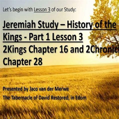 Jeremiah Study History On The Kings Part 1 Lesson 3 The Messianic
