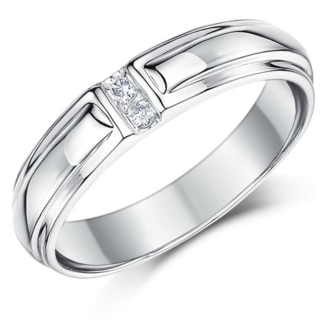 5mm 9ct White Gold Diamond Set Wedding Ring Band 9ct White Gold At