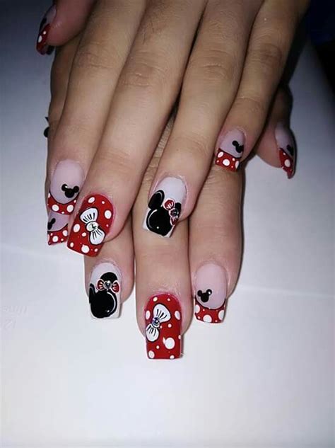 Minnie Mouse Nails Mickey Nails Diy Nails Cute Nails Manicure Ombre Nails Glitter Sparkly