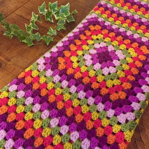 Crocheted Granny Square Blanket Throw Afghan Vintage Etsy Uk