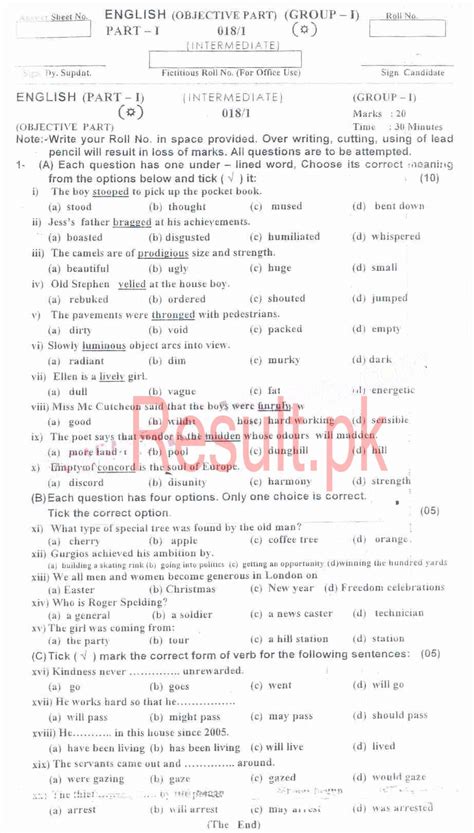As is cenderahati in english? BISE AJK Board Mirpur Past Papers 2020 Inter Part 1 2, FA ...