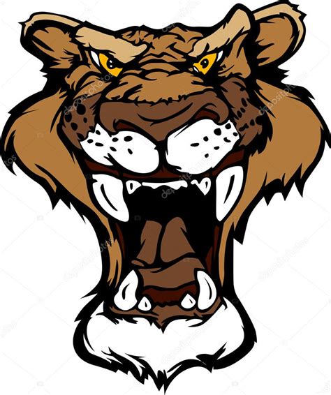 Cougar Panther Mascot Head Vector Cartoon — Stock Vector © Chromaco