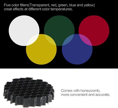 Andoer Elinchrom Snoot With Honeycomb Grid Color Filters For Impact