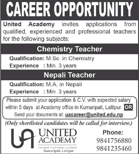 Nepali Teacher Job Vacancy In Nepal United Academy Nov 2021 Merojob