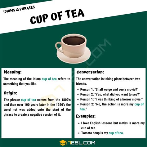Cup Of Tea What Is The Meaning Of The Common Idiom Cup Of Tea • 7esl