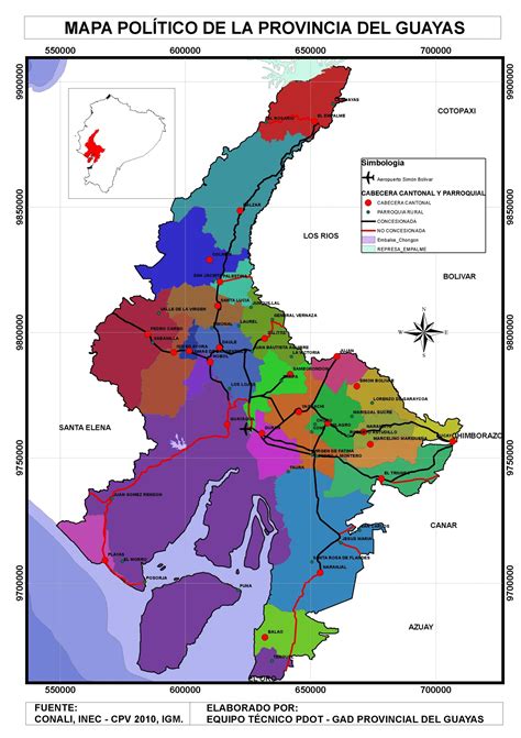Mapa Político De La Provincia Del Guayas Prefectura Del Guayas