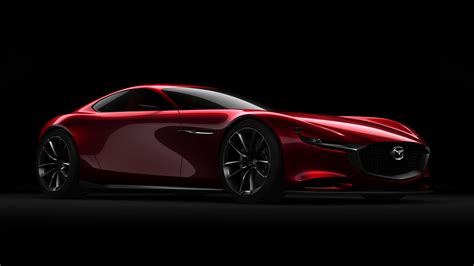Red Sports Car Mazda Rx Vision Concept On A Black