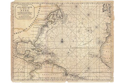 North Atlantic Antique Map Nautical Chart By Mortier 1683 Ebay