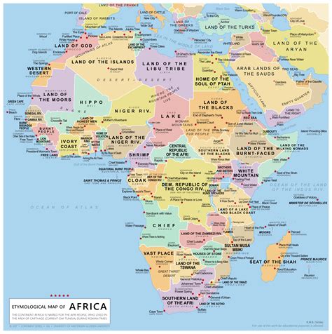 Africa map and satellite image. Etymological Map of Africa OC 2500 x 2512 : MapPorn