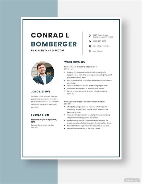 Assistant Director Resume Template In Word Free Download