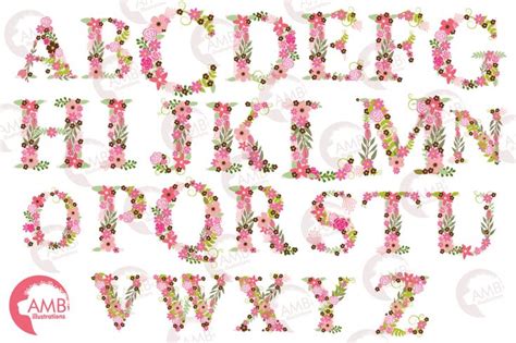 Floral Alphabet Clipart Graphics Illustrations Amb 1104 35359