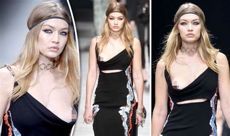 Gigi Hadid Suffers Major Nip Slip As She Storms Versace Catwalk