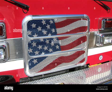 American Flag Painted On Front Grill Of A Truck Stock Photo Alamy