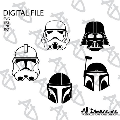 Star Wars Helmet Logo Set Bundle Svg Cut File Car Decal Etsy