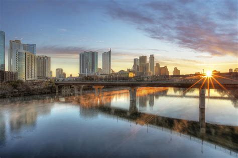 Downtown Austin Sunrise From Lamar Bridge 1 Photograph By Rob Greebon