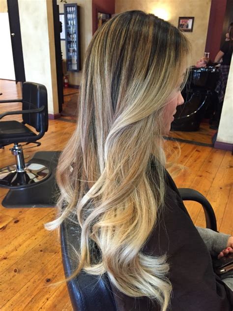 High Contrast Balayage Highlight Blending Dark Roots Into Ash Blonde