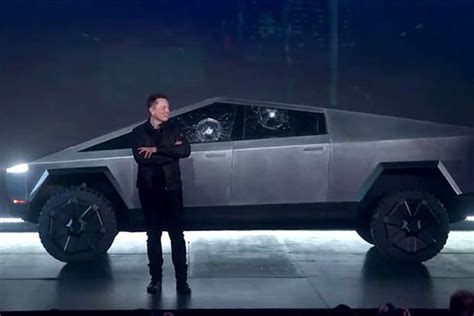 Elon Musk Unveils Tesla S Bulletproof Cybertruck But Ends Up Smashing Windows Daily Star