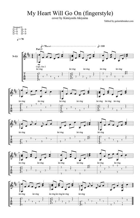 My Heart Will Go On Fingerstyle Guitar Tab Pdf Guitar Sheet Music Guitar Pro Tab Download