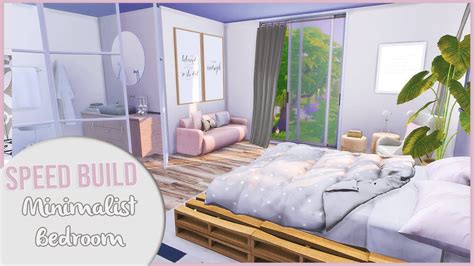 The Sims 4 Speed Build Minimalist Bedroom And Bathroom Cc Links Youtube