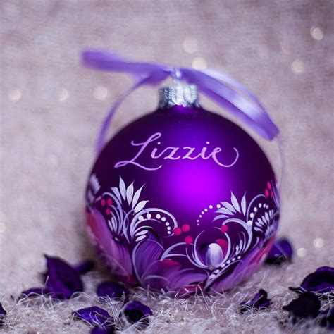 Purple Christmas Ornaments Floral Christmas Tree Baubles Etsy